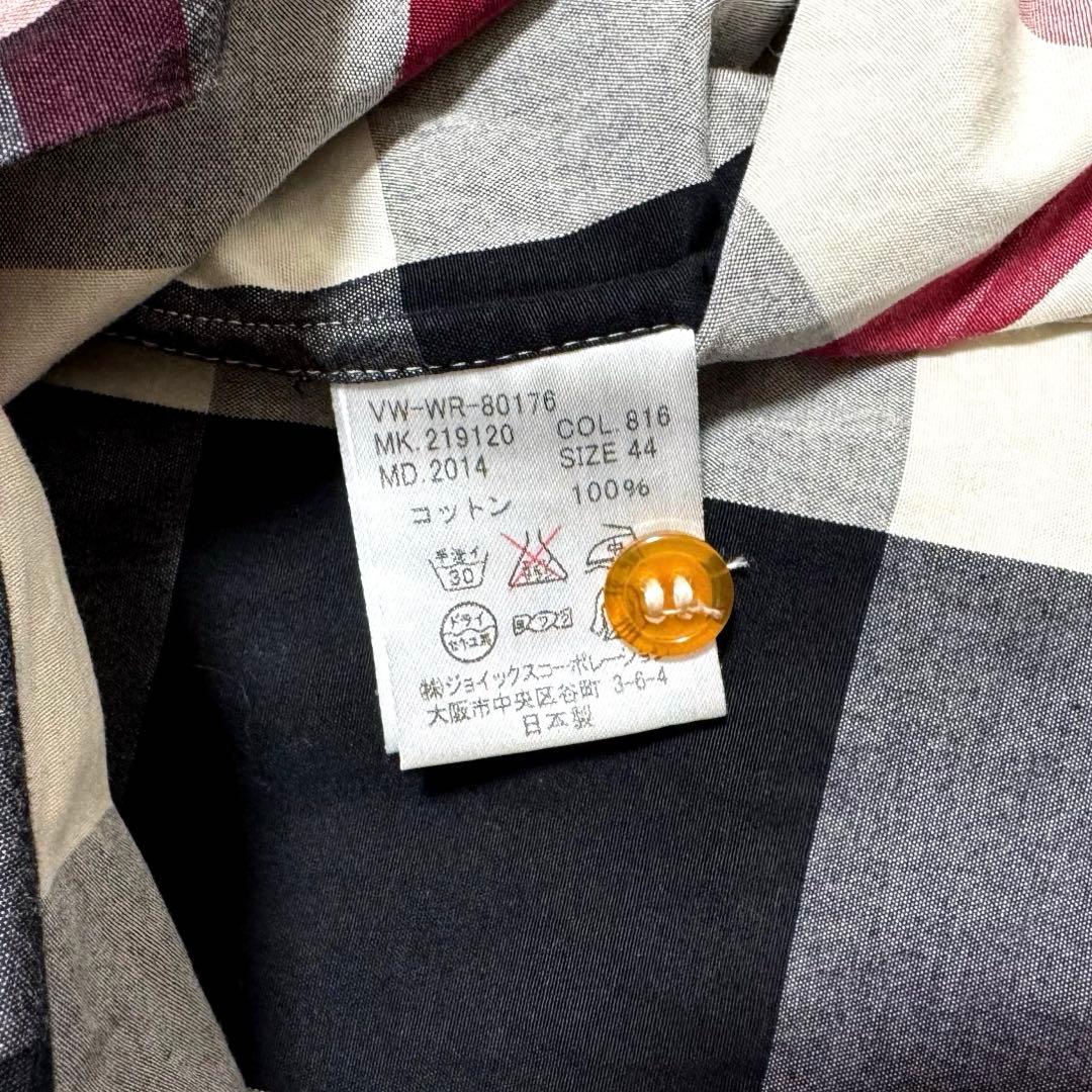 美品 ヴィヴィアン アシンメトリー オーブロゴ チェック シャツ 長袖