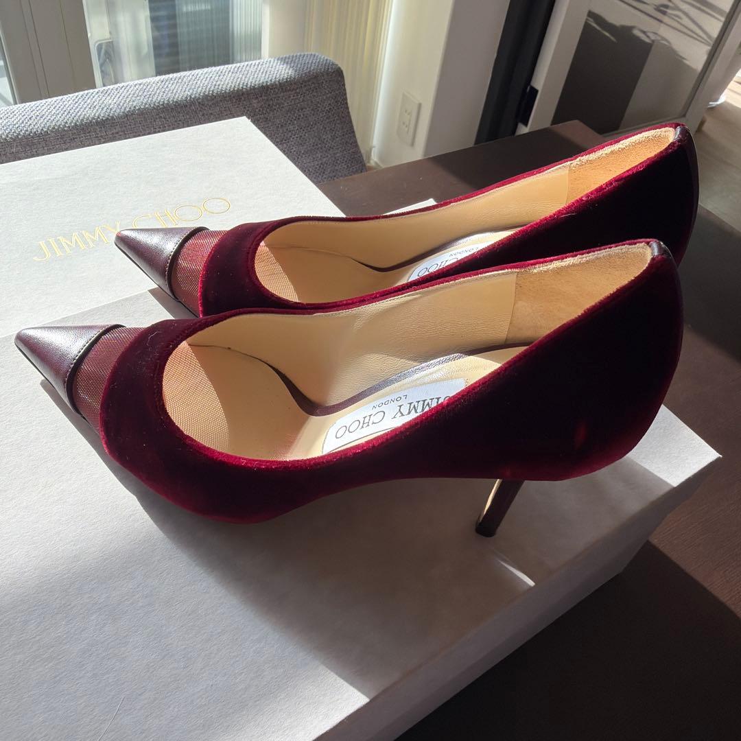 JIMMY CHOO ボルドー ベロア パンプス