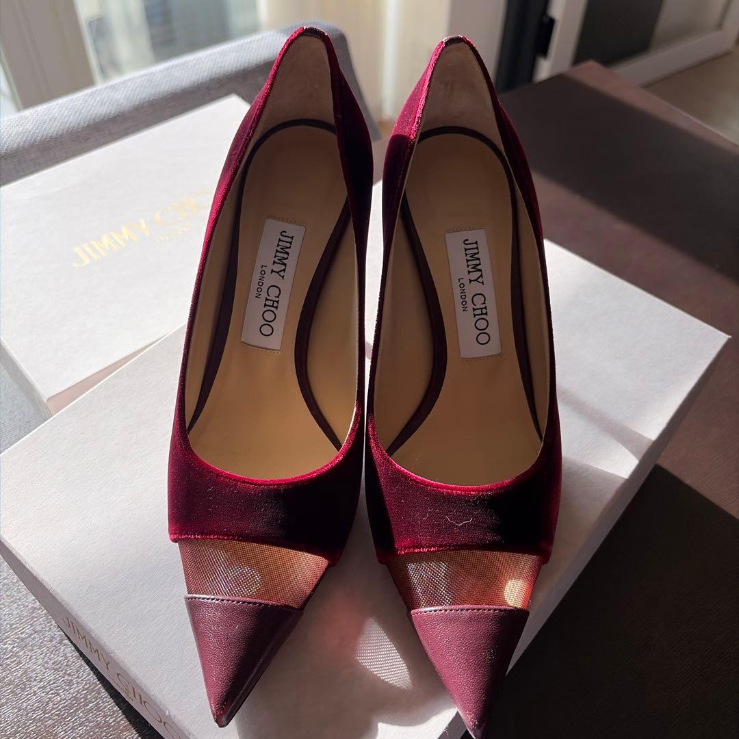 JIMMY CHOO ボルドー ベロア パンプス