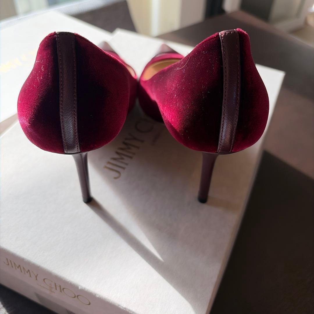 JIMMY CHOO ボルドー ベロア パンプス