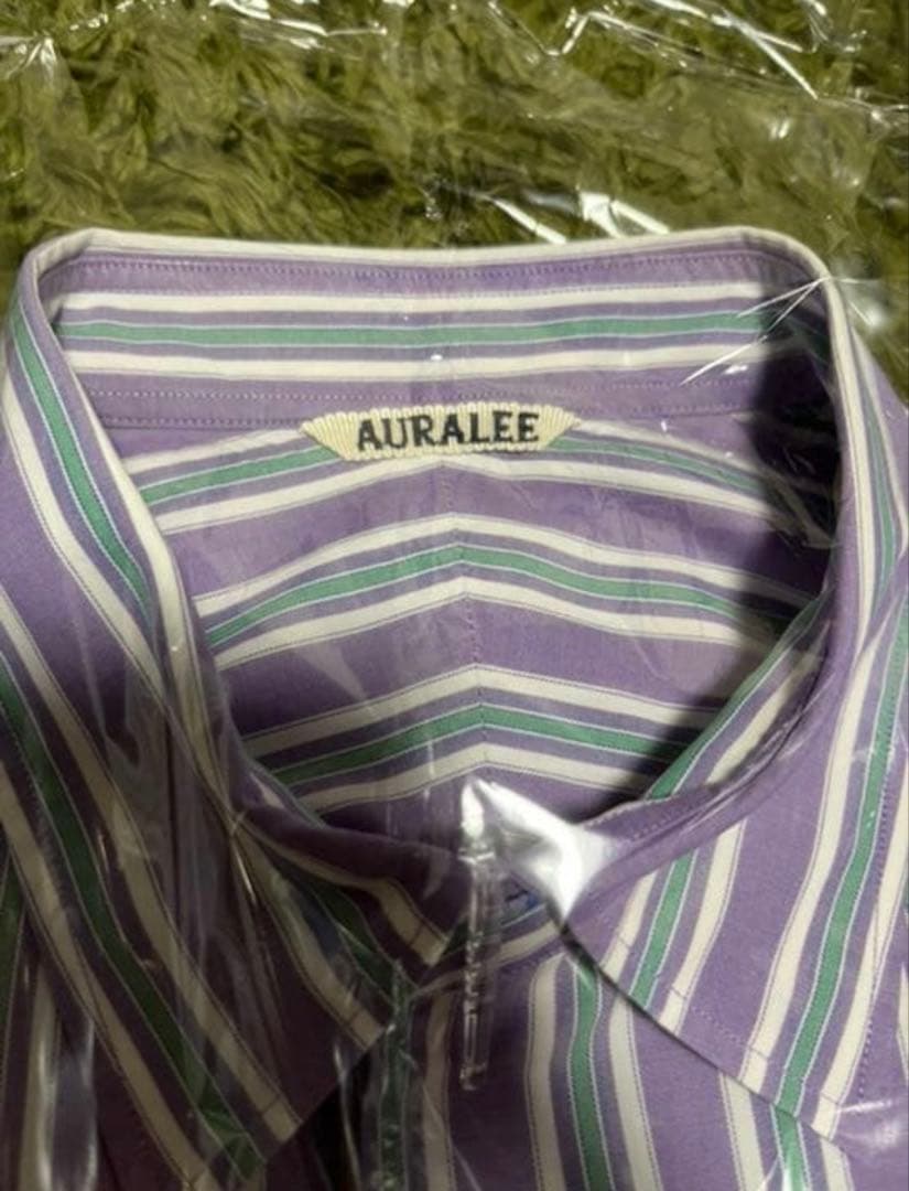 AURALEE 19ss ウォッシュドフィンクスツイルストライプシャツ