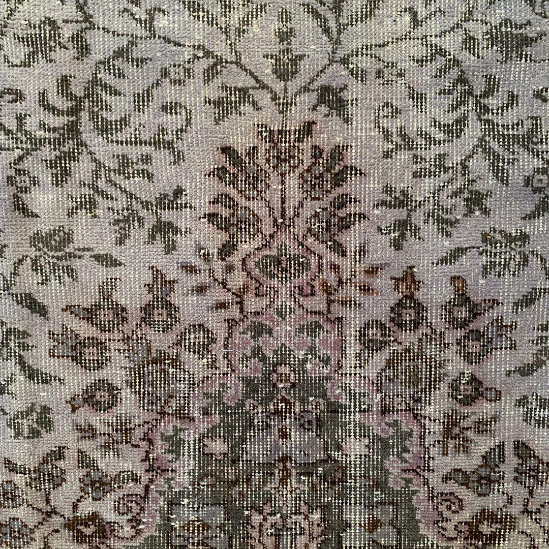 超大判　260×171 オーバーダイ ラベンダー　トルコヴィンテージラグ　グレー