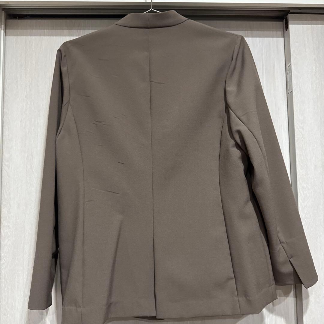 大きいサイズ ブラウン スリムパンツセット 5Lサイズ ノーカラー