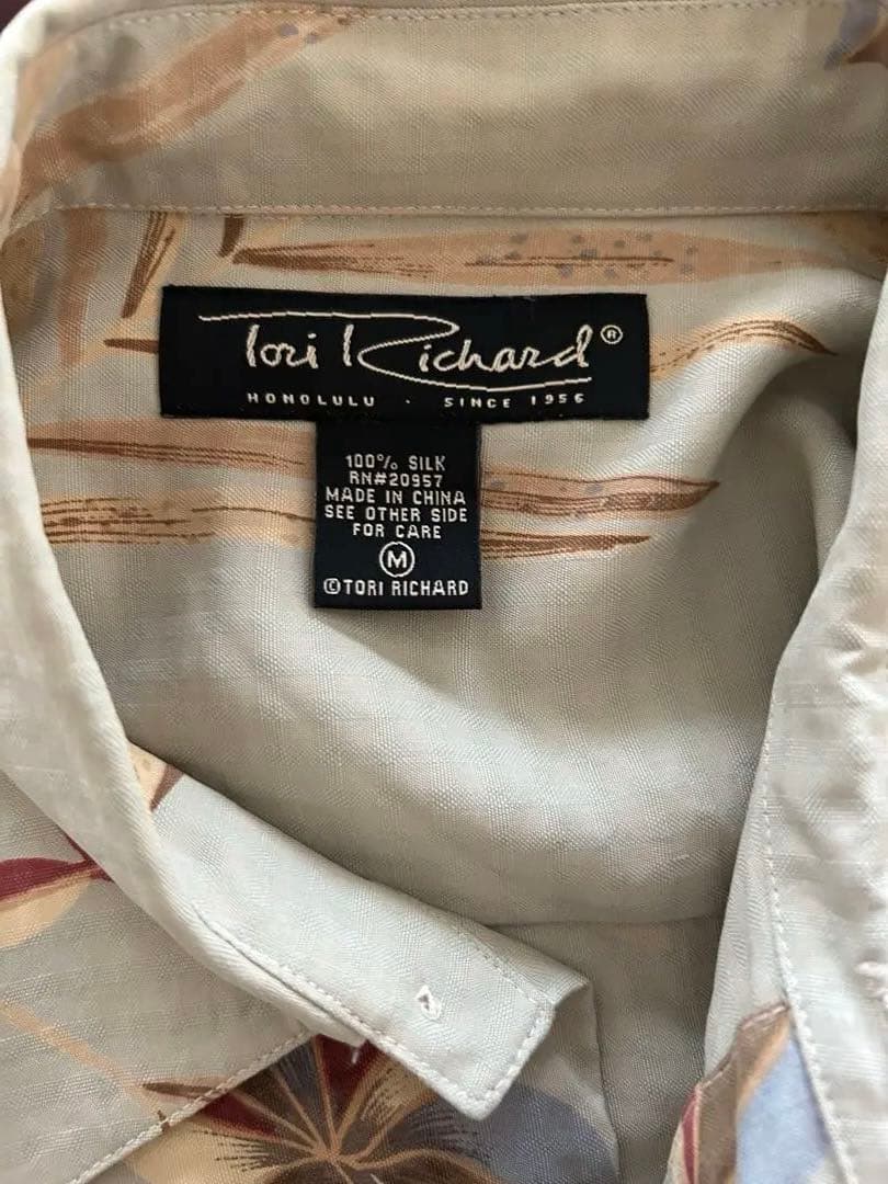 の*ん様 Tori Richard アロハシャツM〜Lサイズモスグリーン美品シル