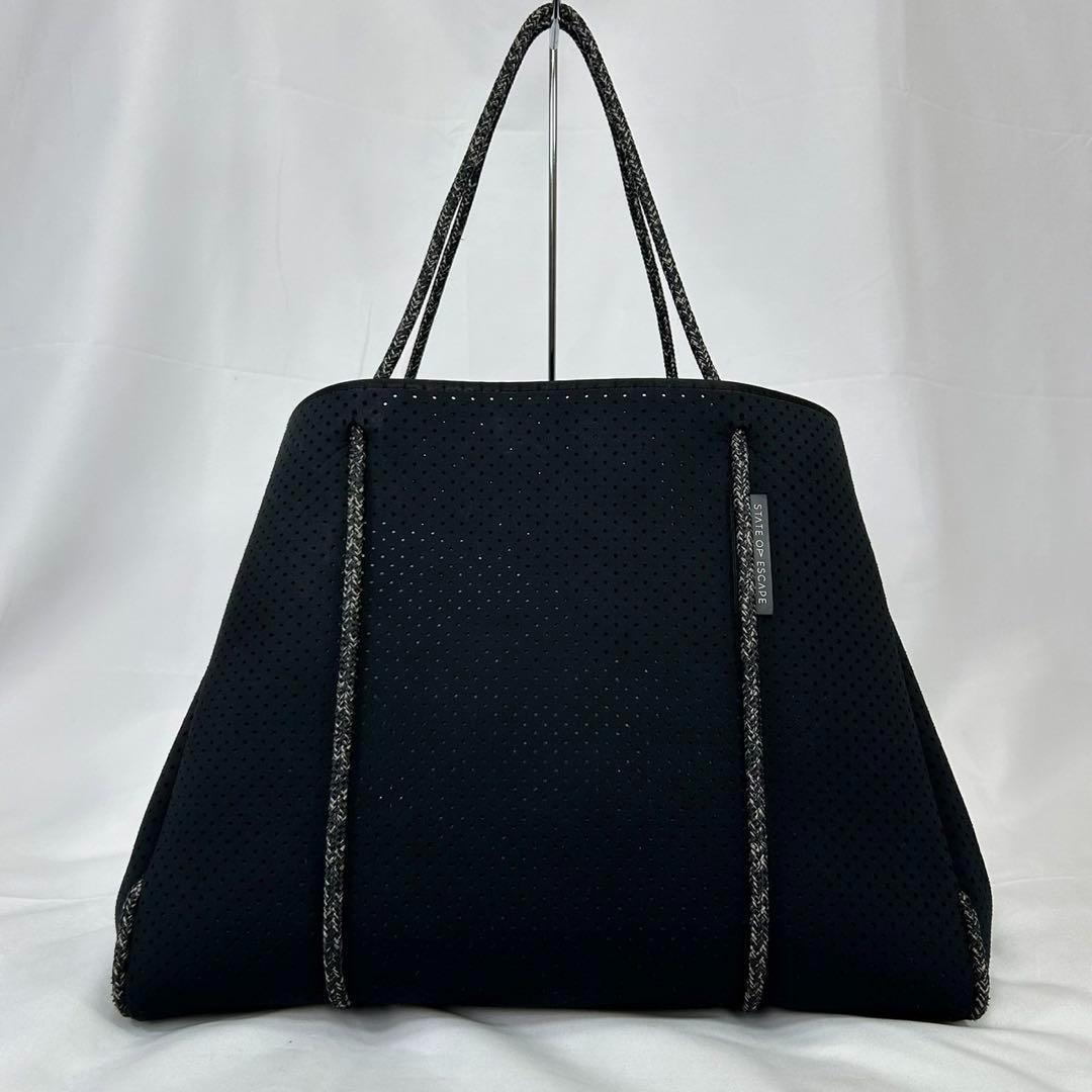 【極美品】ステイトオブエスケープ トートバッグ ポーチ付き 黒 A4可 大容量