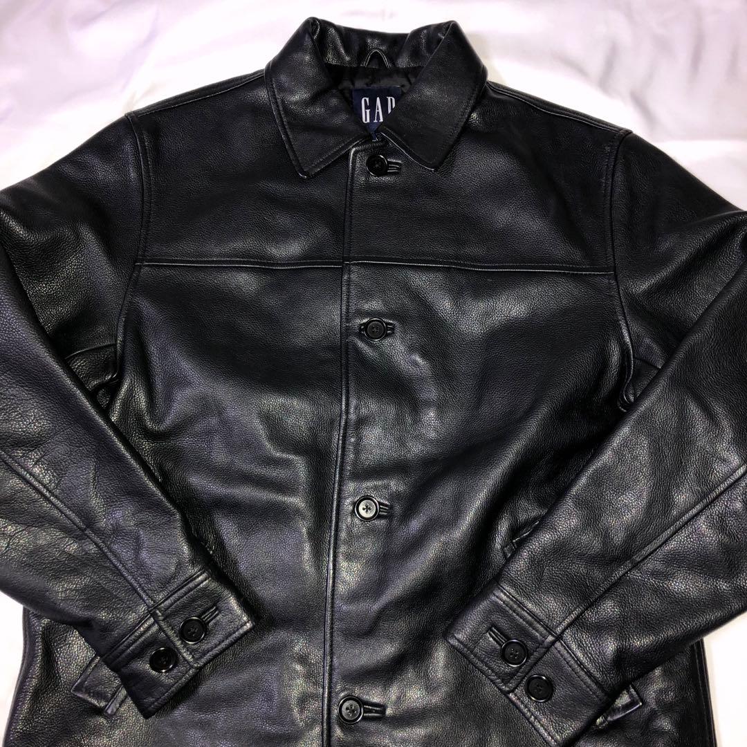 【美品】OLD GAP レザー ジャケット カーコート 黒 S シングル 90s