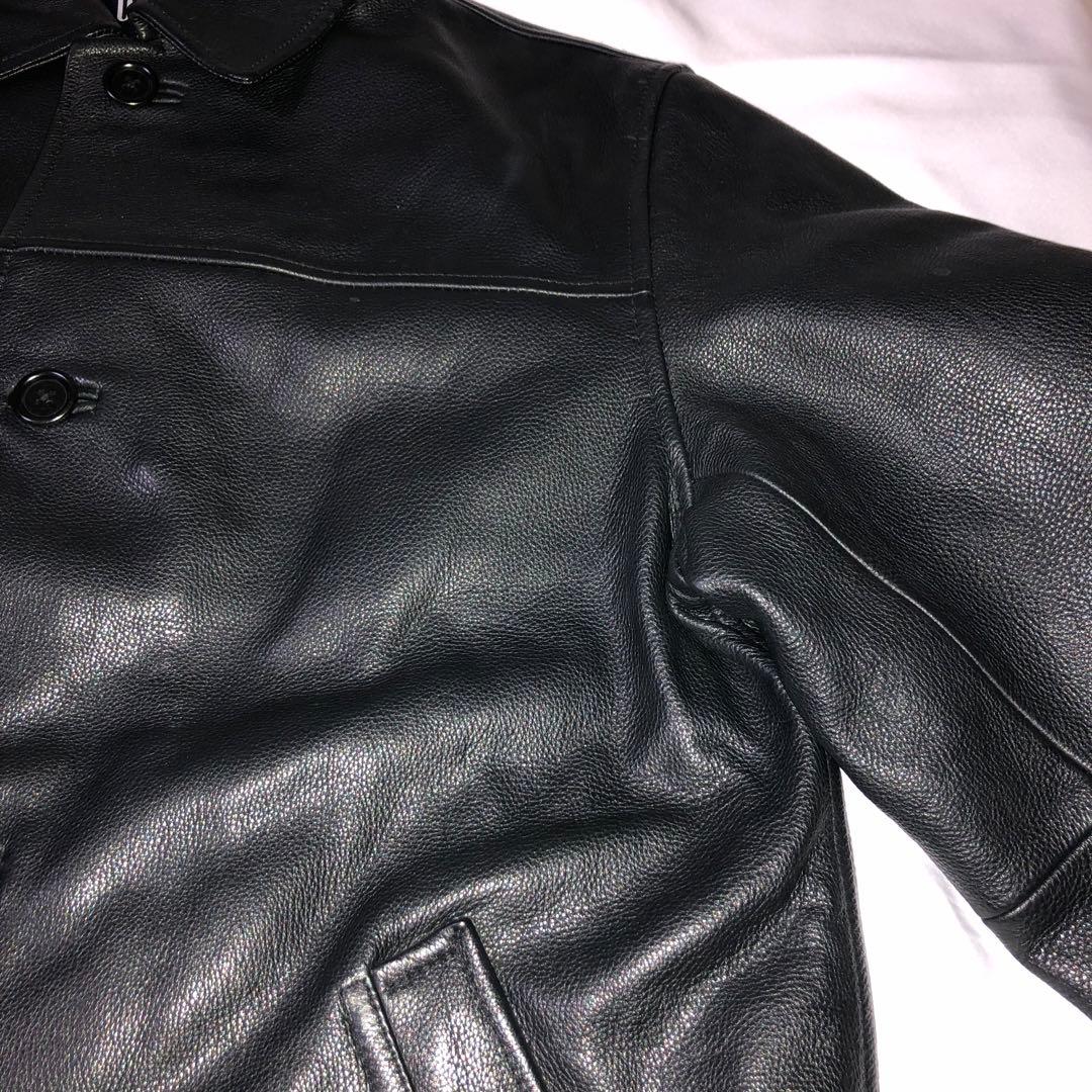 【美品】OLD GAP レザー ジャケット カーコート 黒 S シングル 90s