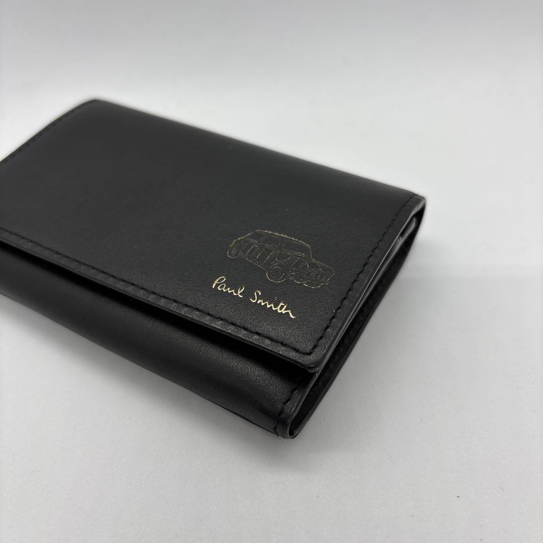 【美品】ポールスミス　名刺入れ　ミニクーパー　マルチストライプ　ブラック　レザー