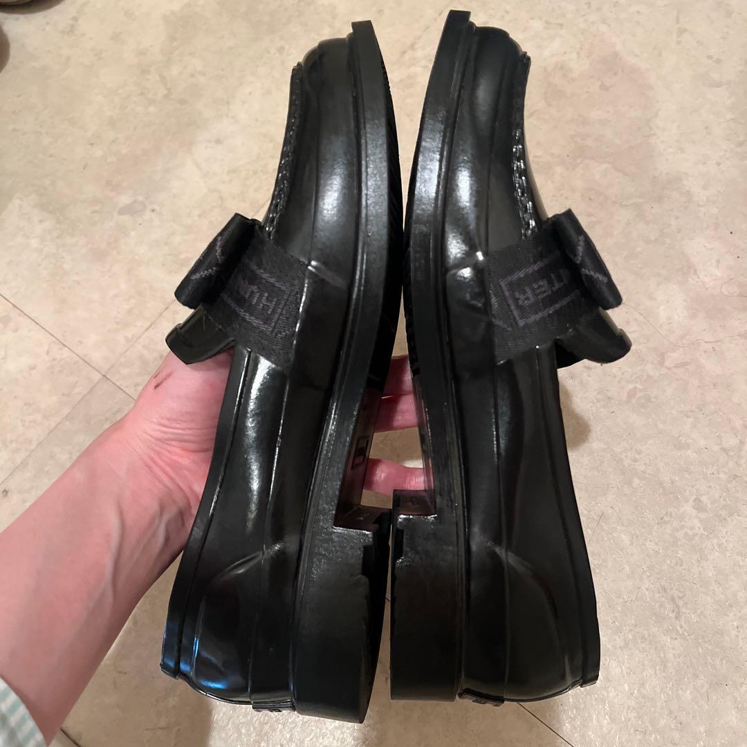 HUNTER レインシューズ　リボン　ローファー