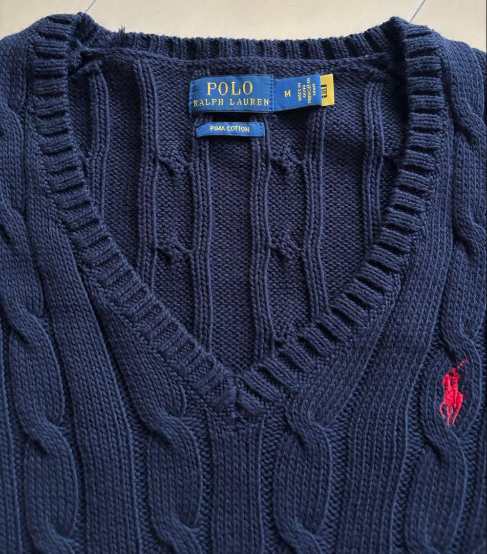 POLO RALPH LAUREN ケーブルニットコットン Vネック セーター