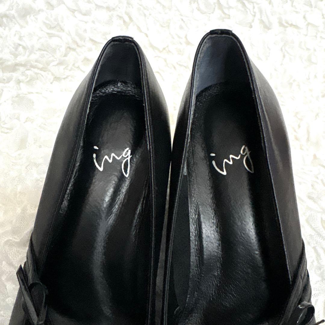 【美品】ing イング パンプス ブラック 24.0