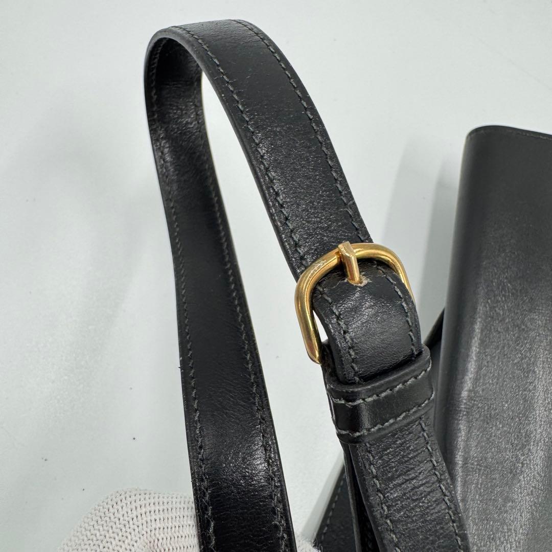 HERMES エルメス レザー ウエストバッグ ボディバッグ ブラック O刻印