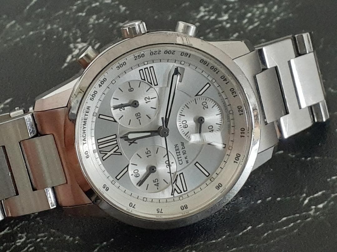超美品【多機能・稼働品】CITIZEN シチズン クロノグラフ シルバー