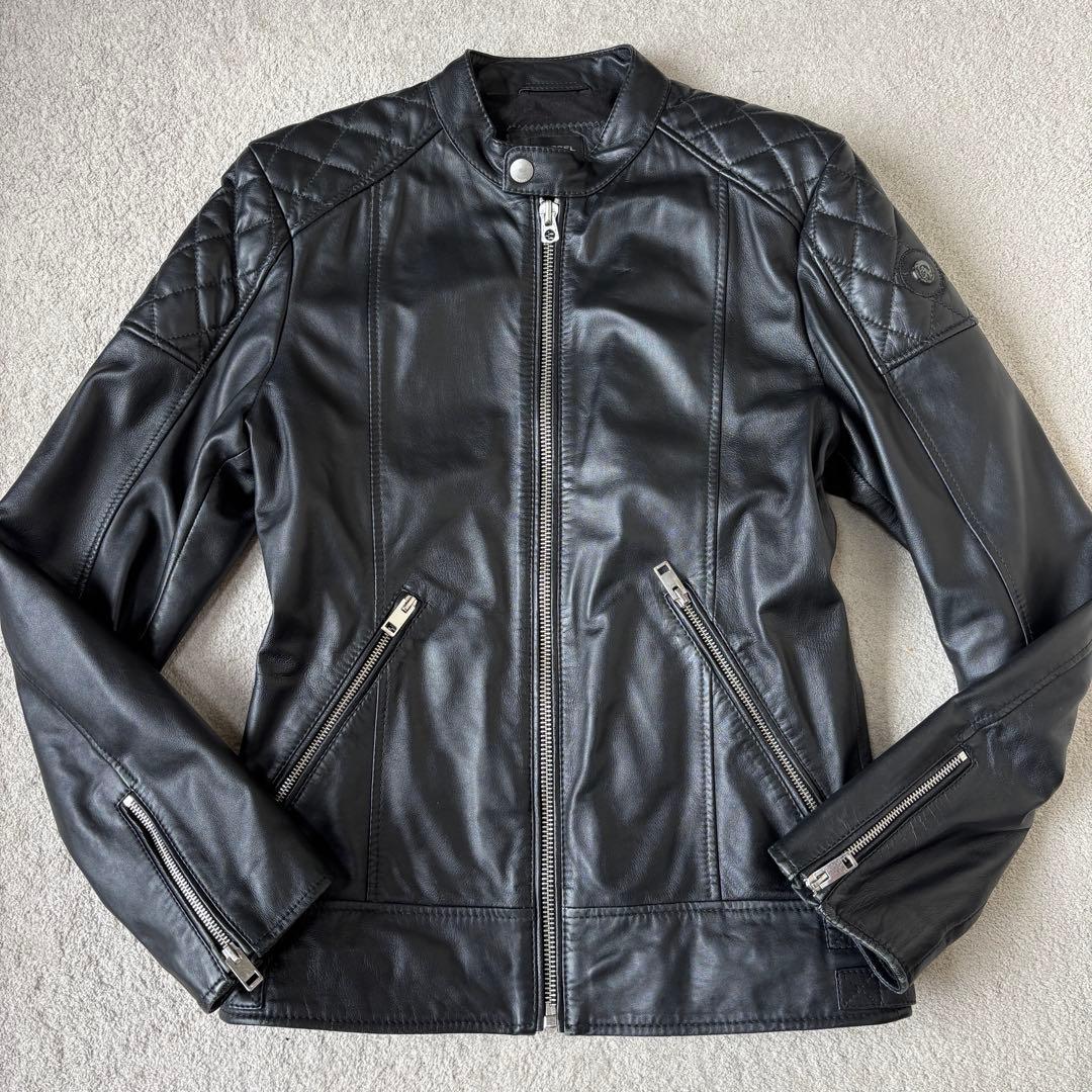 美品 ディーゼル ラムレザージャケット ライダース キルティング ブレイブマン