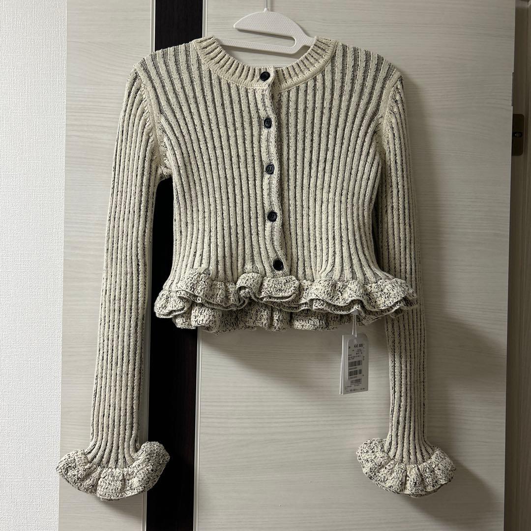CLANE ★ W FACE SHORT FRILLED KNIT TOPS