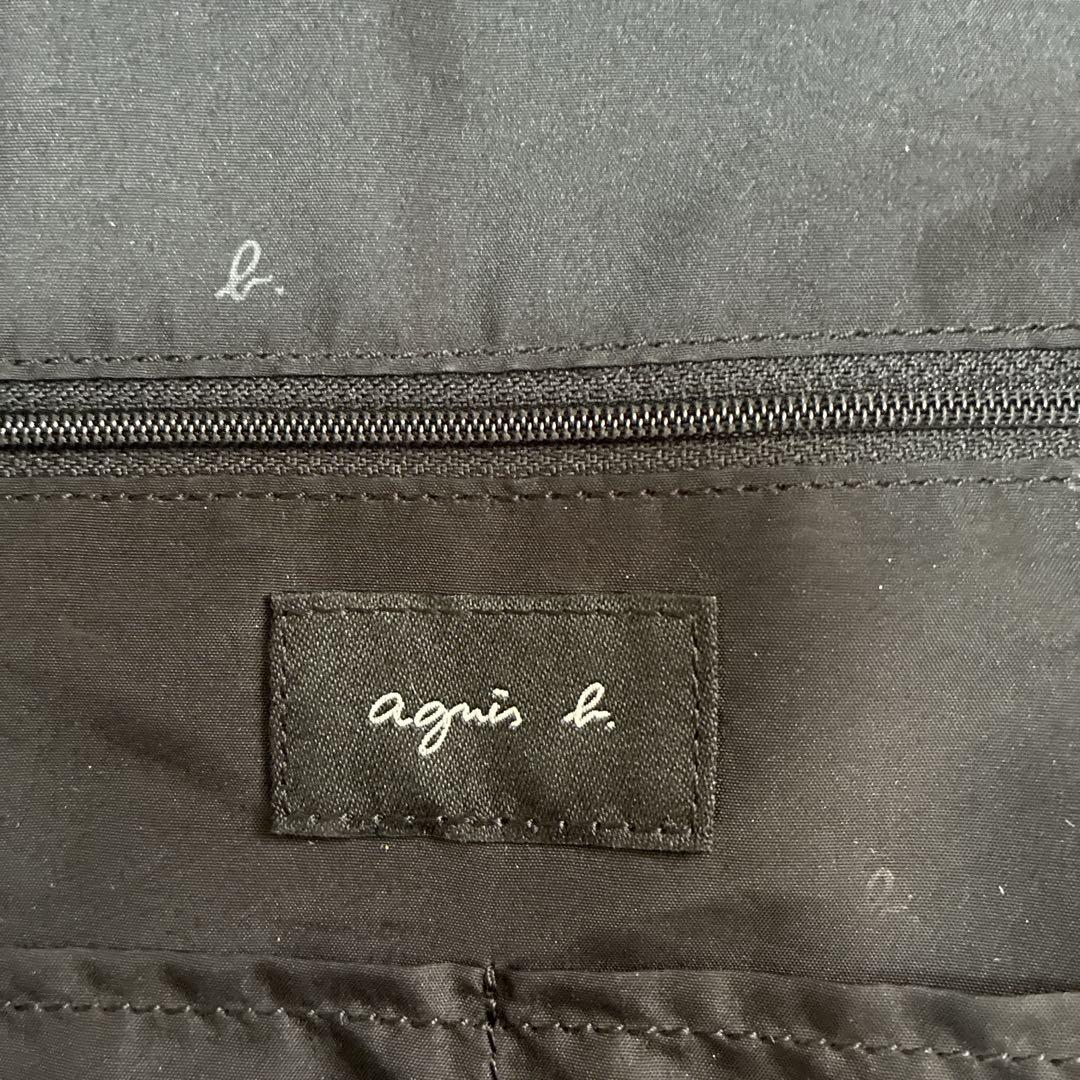 アニエスベー リュックサック A4大容量 ナイロン 黒 ロゴプレート ゴールド