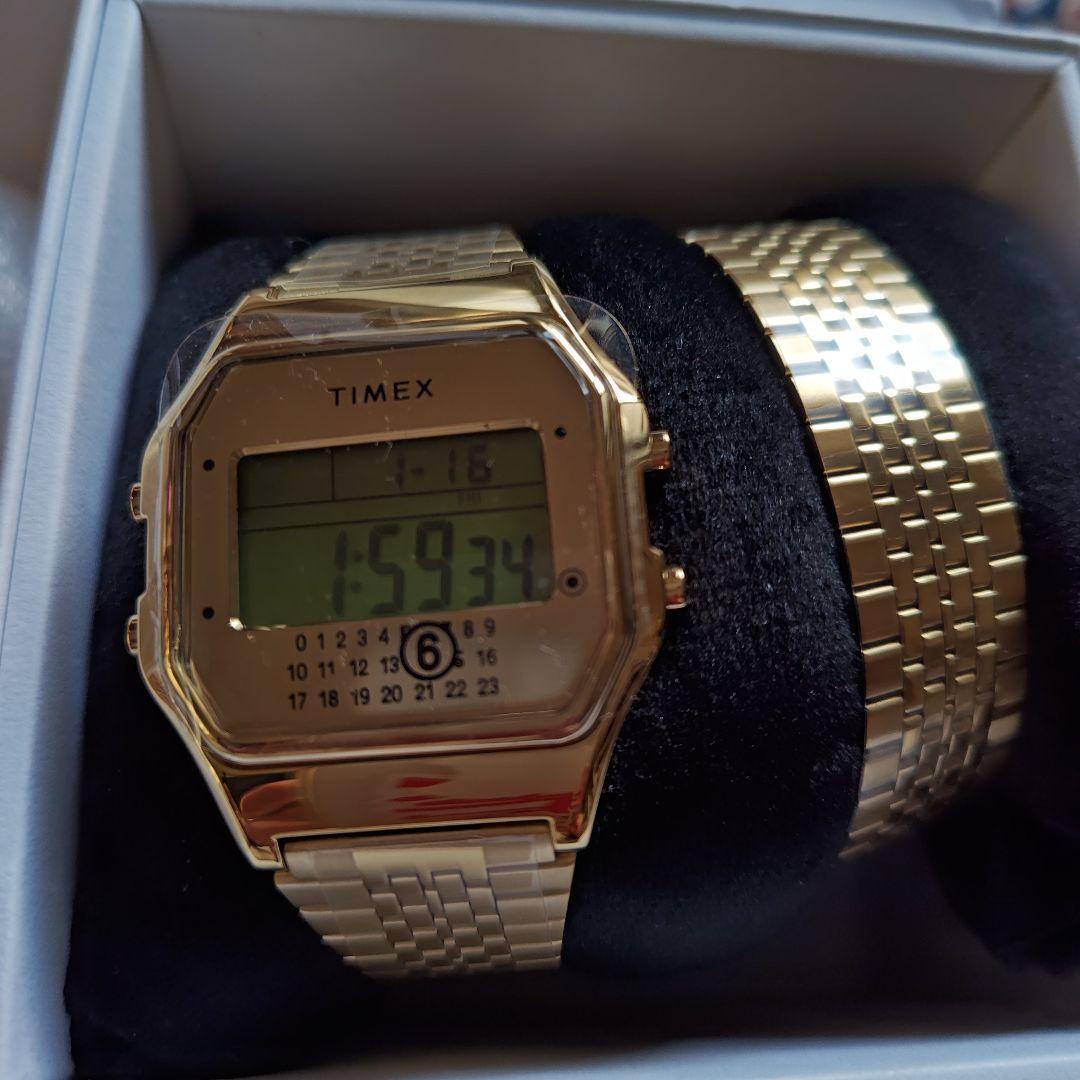 MM6 TIMEX ゴールド デジタル腕時計とブレスレットセット