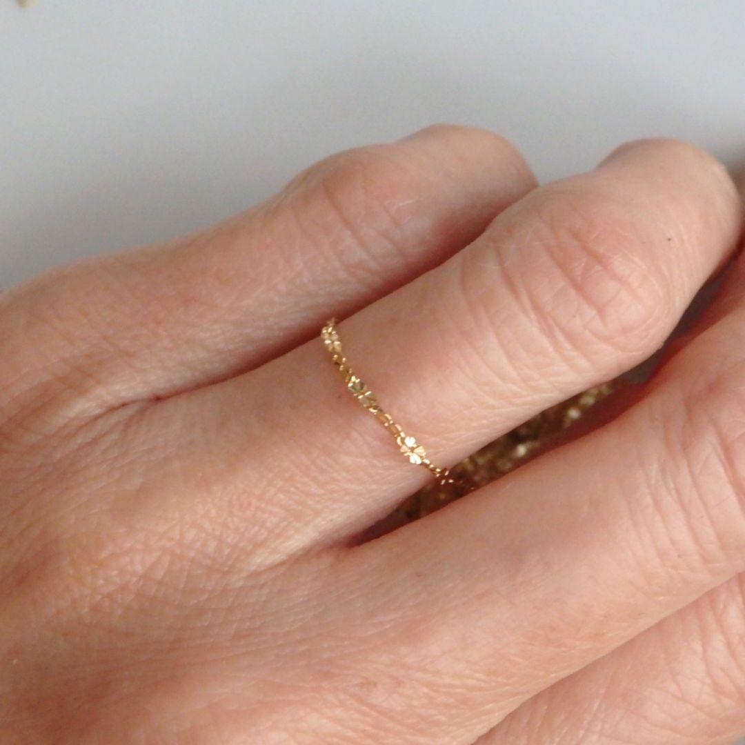 kaori0916　k18リング　クローバーチェーン　チェーンリング