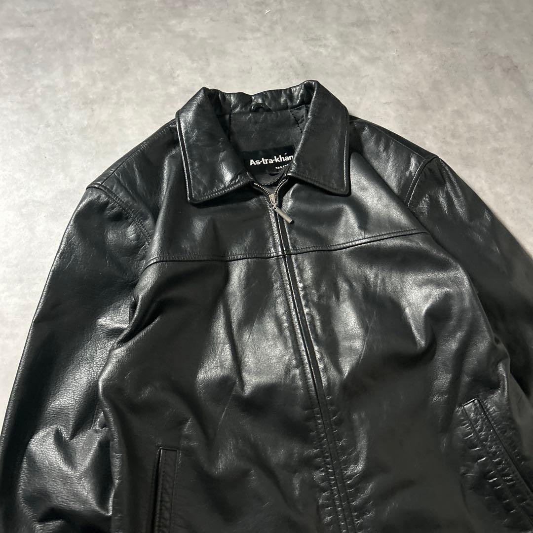 【NA】ヴィンテージ ジップアップ 本革 レザー ブルゾン ジャケットレーシング