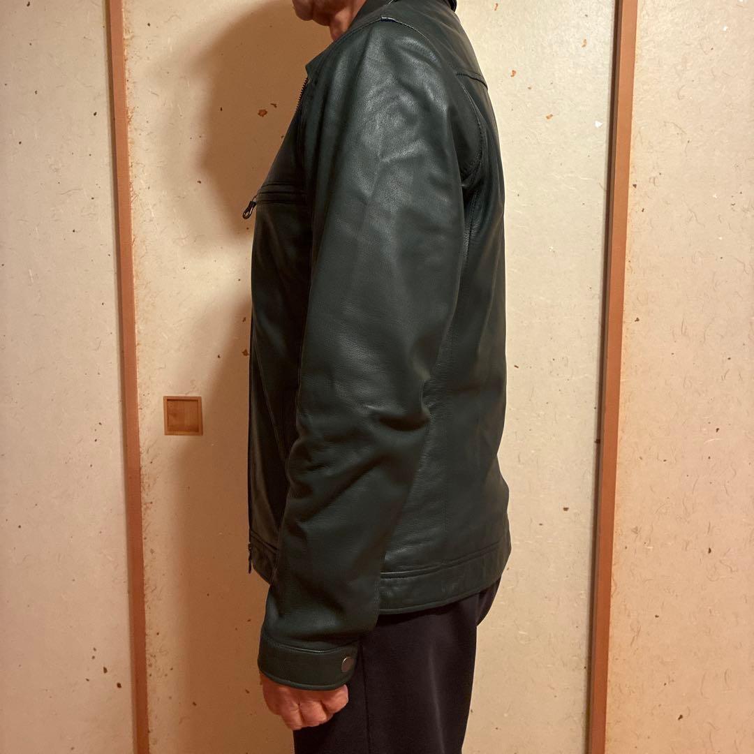 お買い得！美品　ダークグリーン レザージャケット