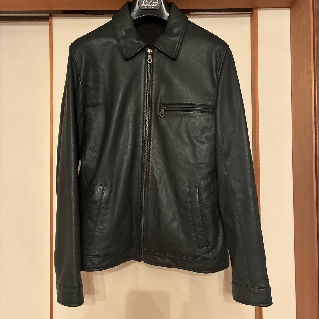 お買い得！美品　ダークグリーン レザージャケット