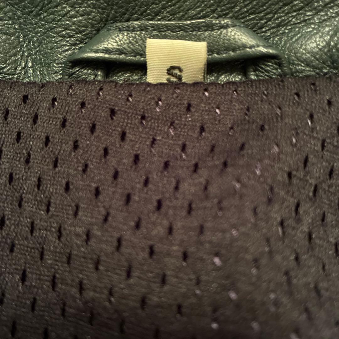 お買い得！美品　ダークグリーン レザージャケット