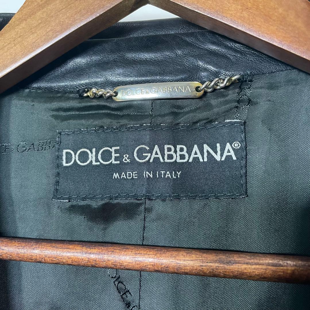 オ*ム様 DOLCE&GABBANA ブラック レザー テーラードジャケット