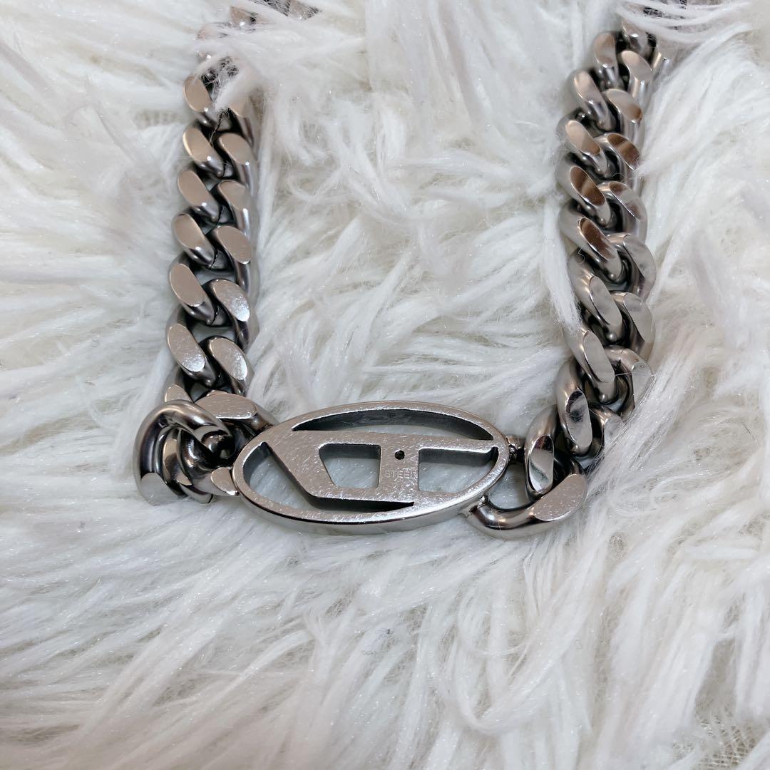 現行 美品 DIESEL チェーンネックレス ステンレス 50cm 喜平