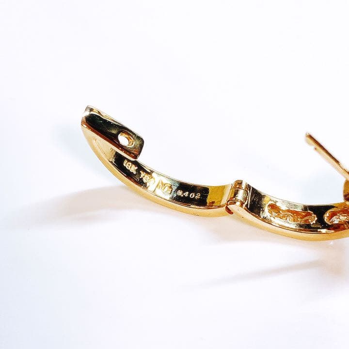 ■未使用品■K18 片耳 ダイヤフープピアス 0.402ct