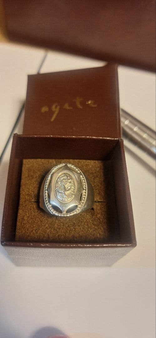 agete　アガット　ローズ　彫り　モダン　ワイド　シルバー　リング　約13号