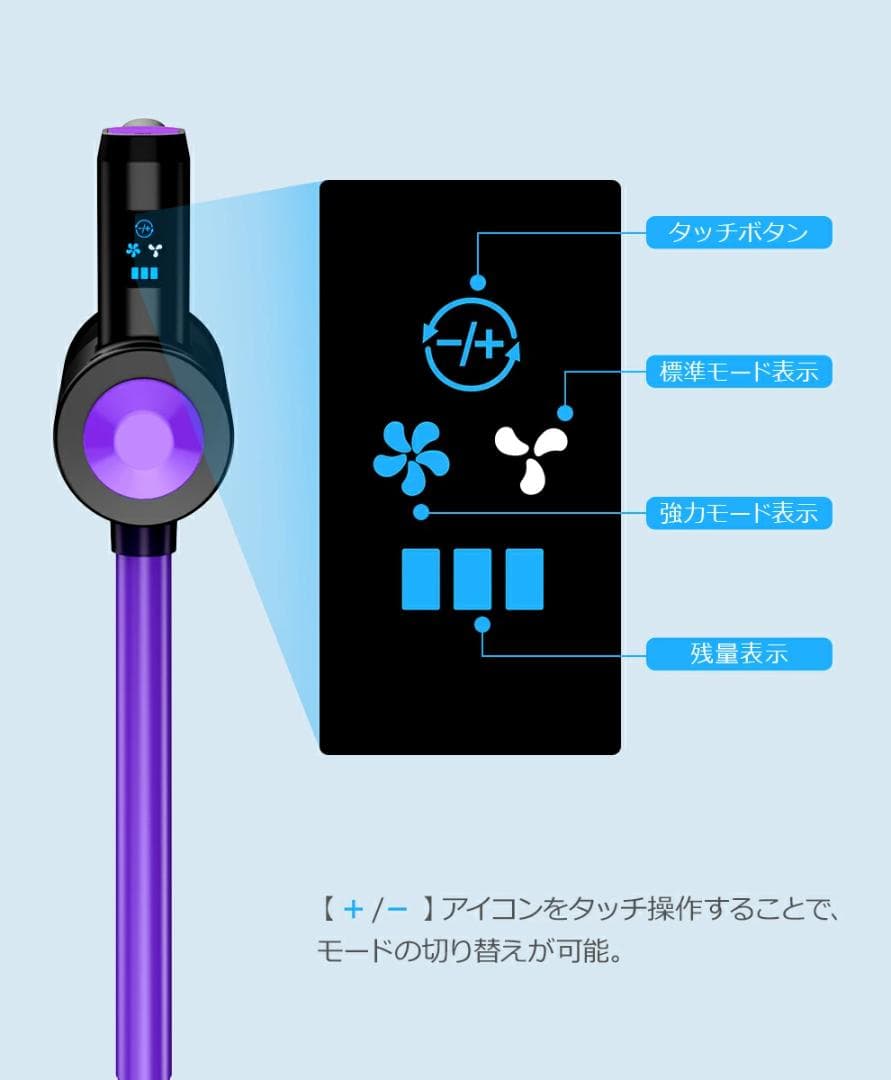 掃除機 コードレス 35000Pa吸引力 45分連続稼働 体感0.5kg軽量