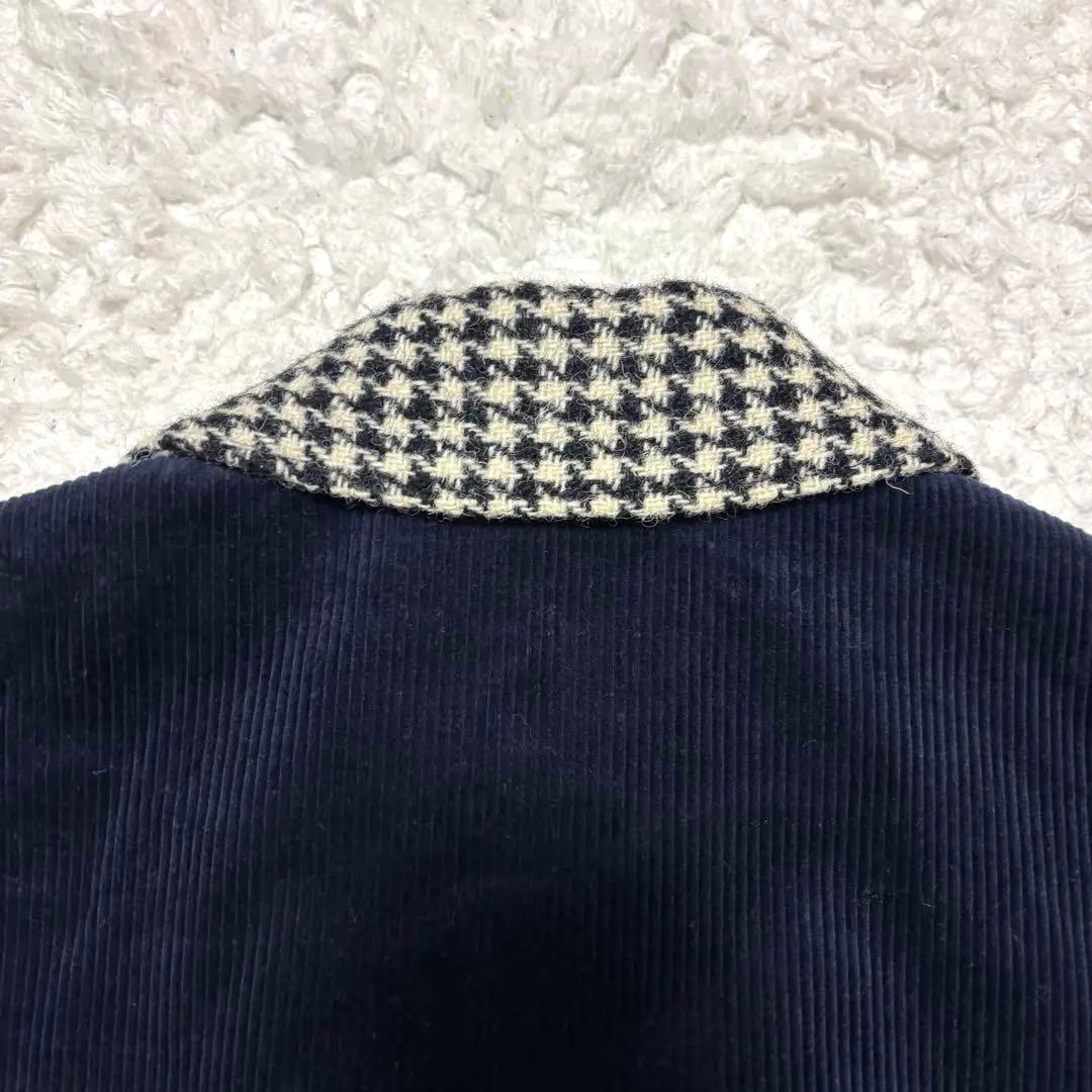 【未使用級】ハリスツイード 千鳥格子 クルミボタン ショールカラー ベスト LL