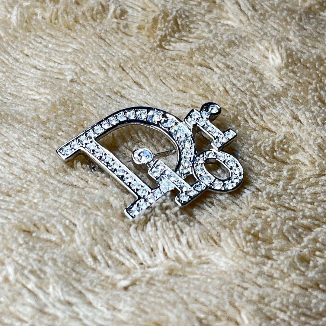 Christian Dior ピンブローチ ラインストーン Dior ロゴ