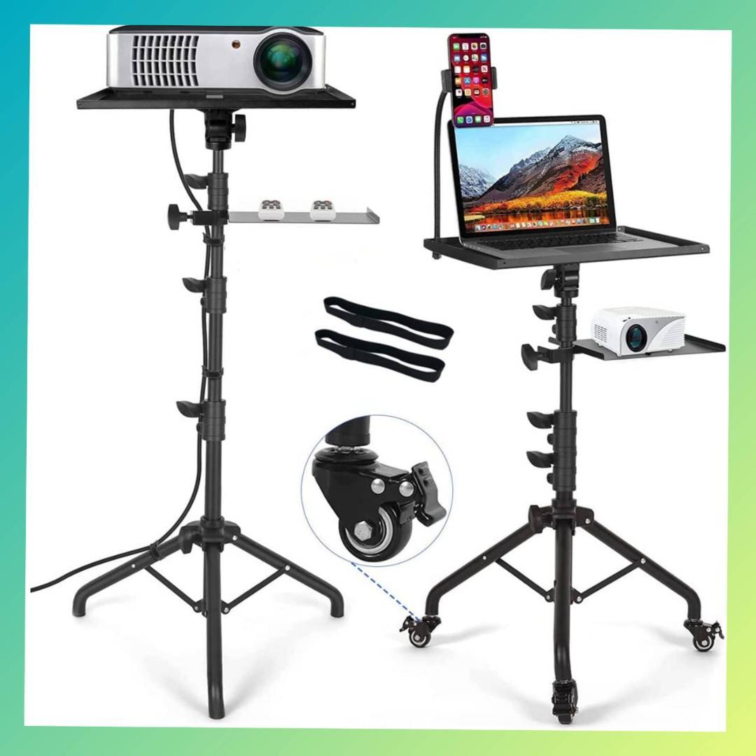 高さ調整機能 180 三脚式 3段階 プロジェクタースタンド キャスター付