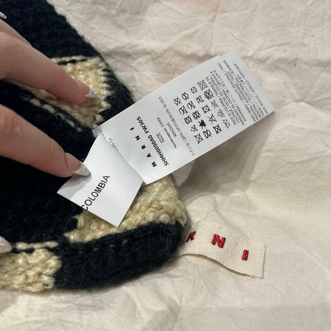 MARNI マルニ チェック柄ハンドバッグ 保存袋付 ブラック&ホワイト