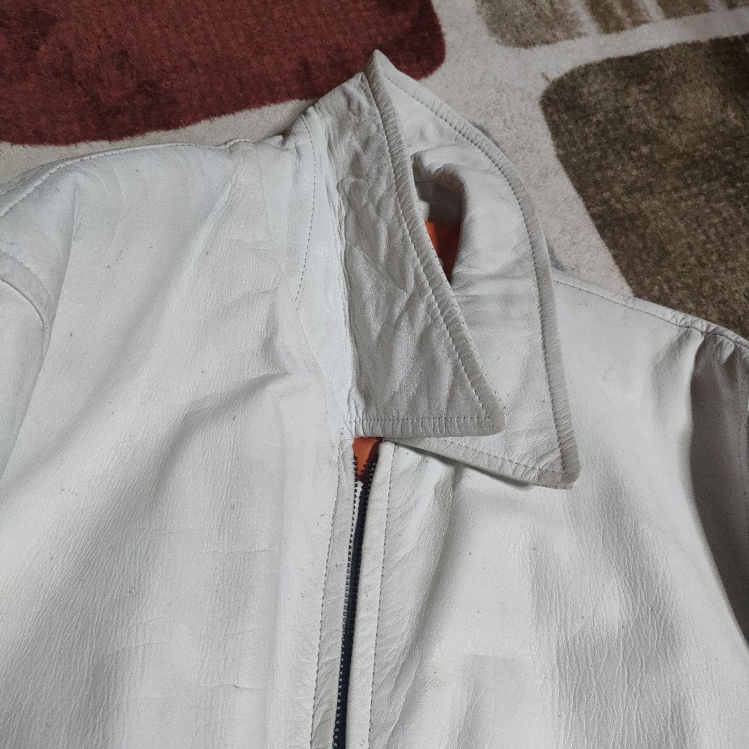 ハーレーダビッドソン　本革ホワイトレザーシングルライダースジャケット　日本製