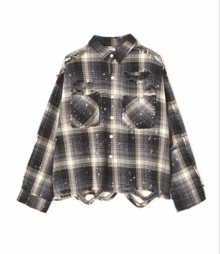 セール 公式完売 DANKE SCHON ハードダメージチェックシャツ