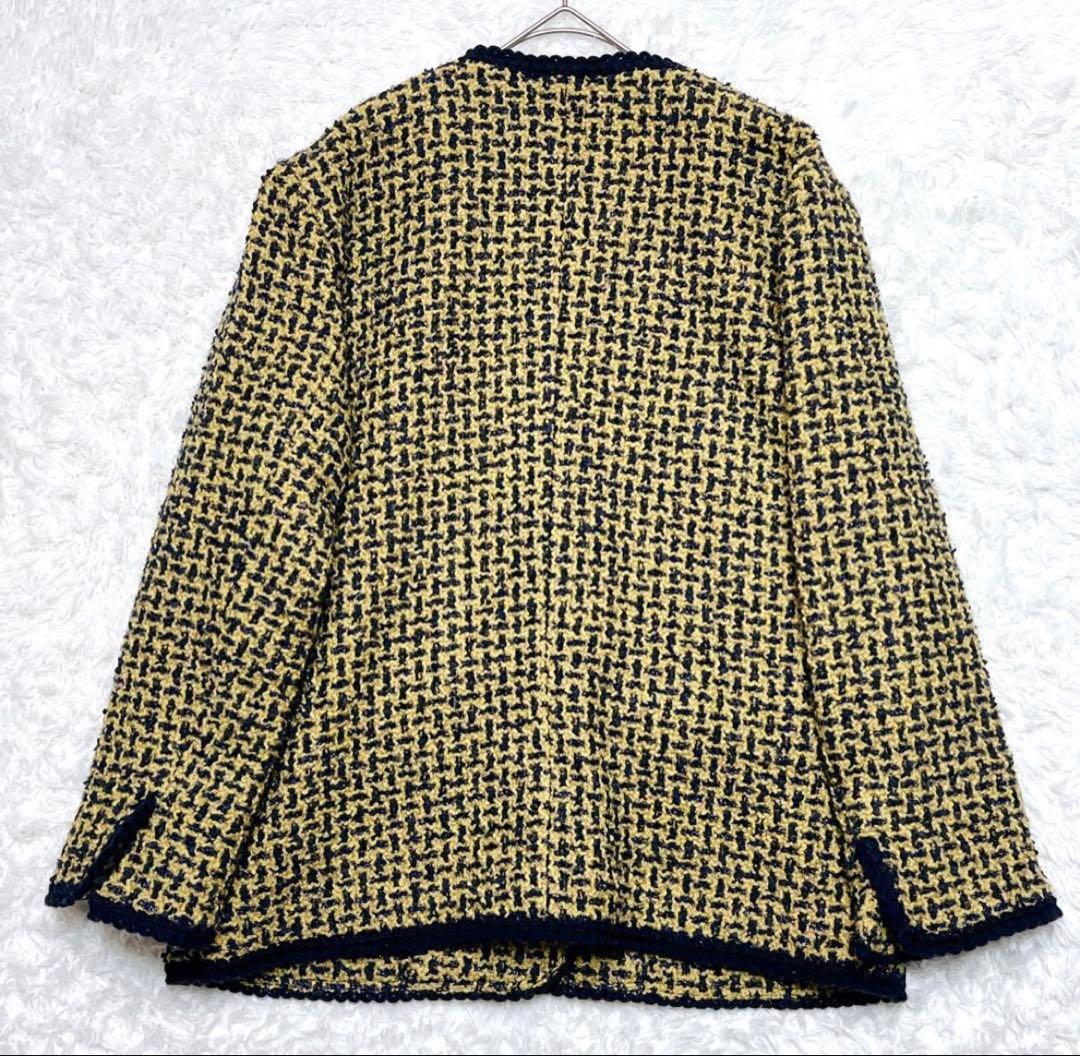 マドモアゼルノンノン ブラックデニム&レザージュ ツイードジャケット