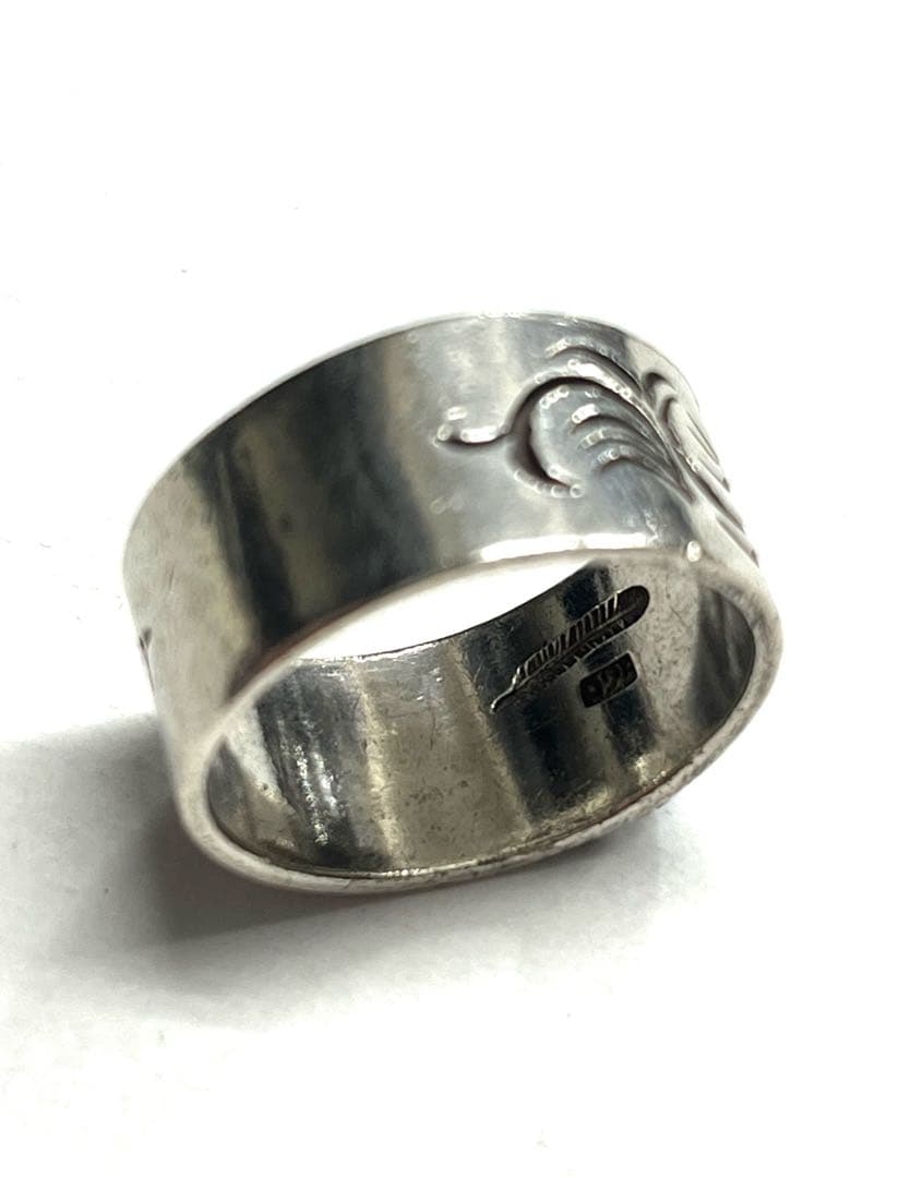 silver925 平打ち ターコイズ リング 指輪 フェザー刻印 #22.0