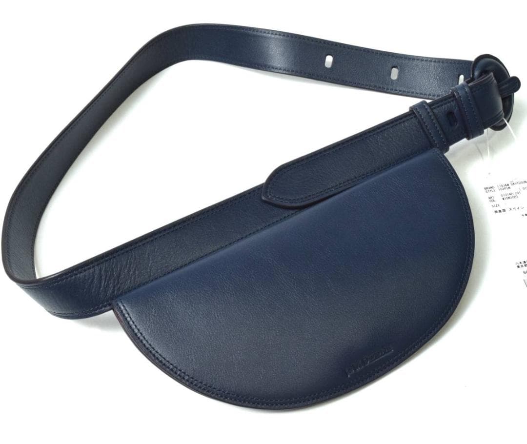 未使用6.8万 J&M DAVIDSON ウエスト ベルトポーチ ネイビー