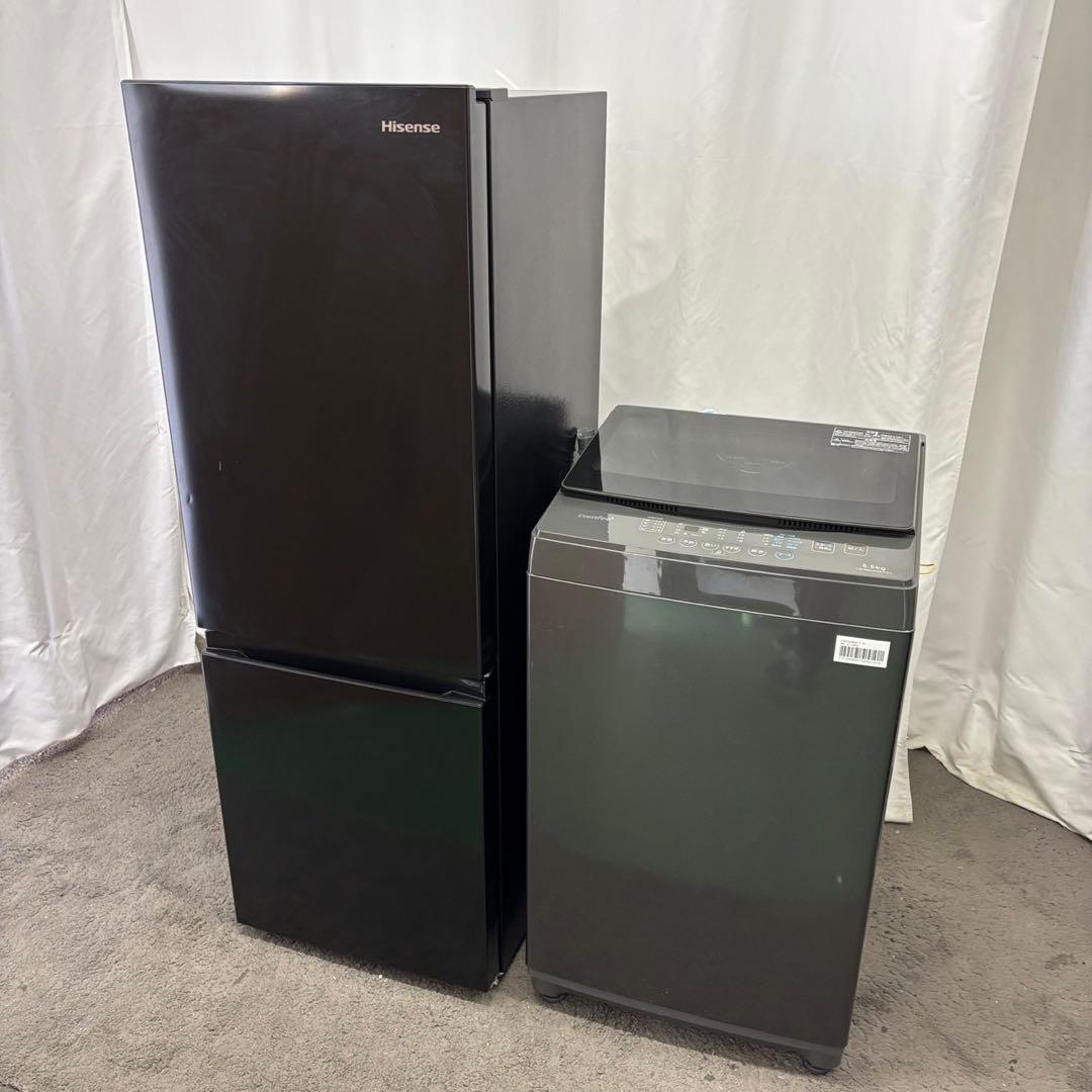 52⭕️冷蔵庫　洗濯機　黒　一人暮らしセット　安い　綺麗　設置無料　25年　大きめ