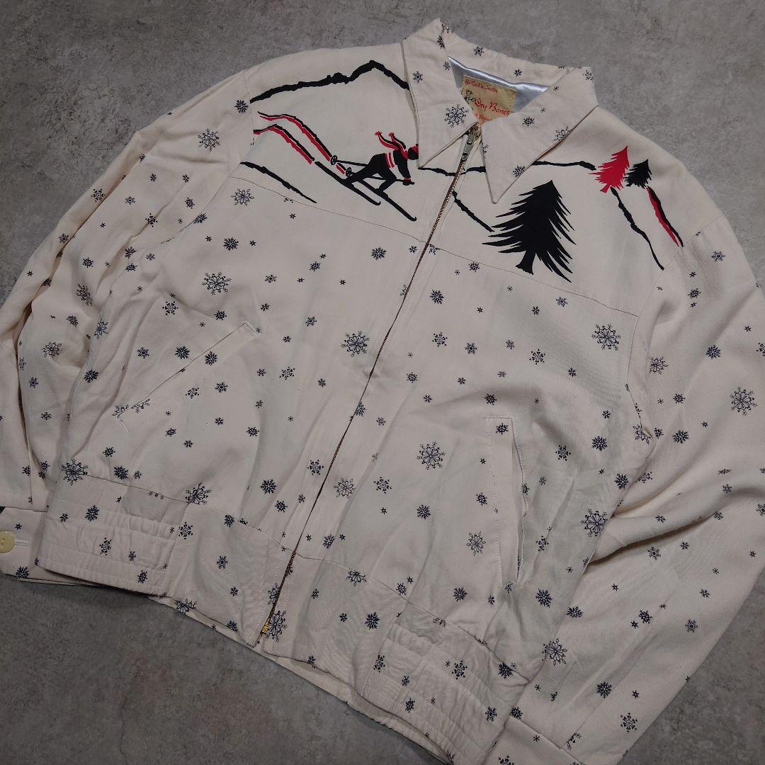 Dry Bones レーヨンギャバジャン スキー柄 スノーフレーク M