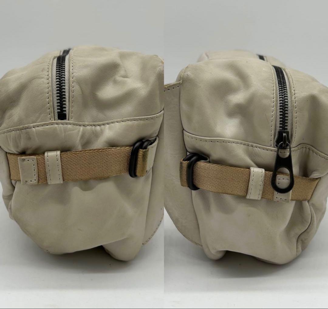 【良品】ボッテガヴェネタ ボディバッグ イントレチャート レザー アイボリー