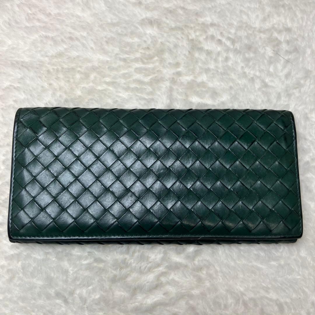 ボッテガヴェネタ✨イントレチャート 本革 レザー ダークグリーン 長財布