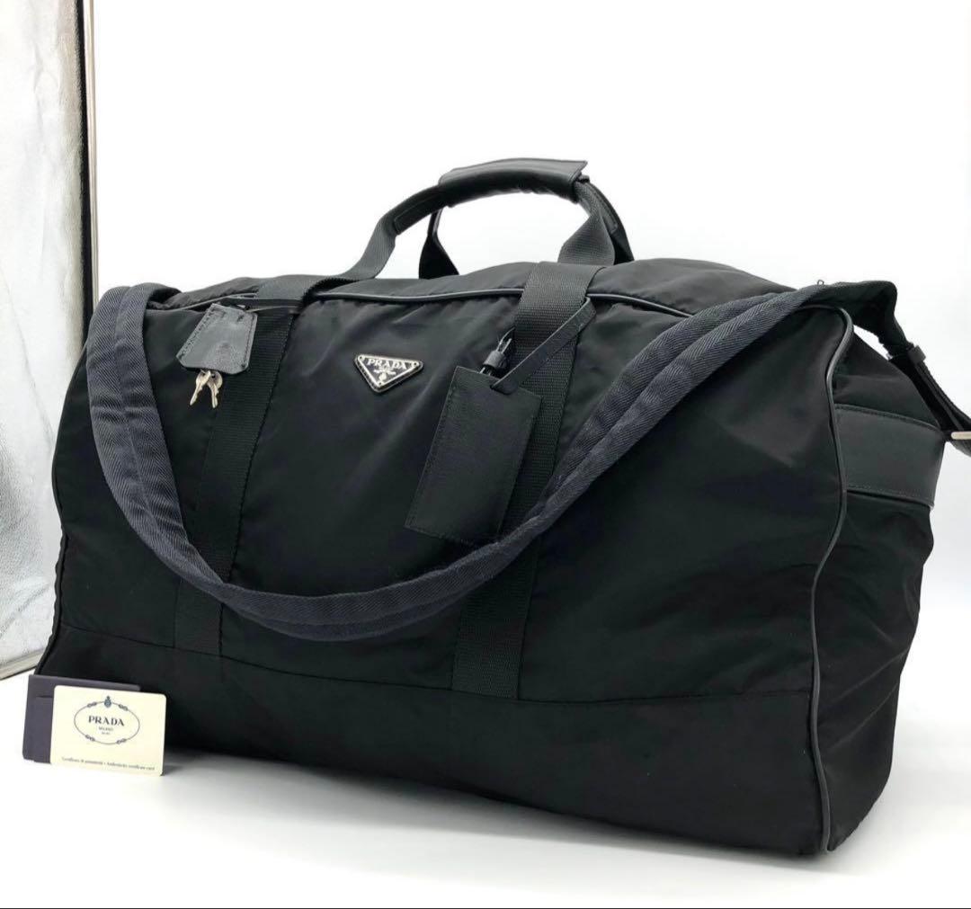 【極上美品・Gカード付✨】プラダ 2way ボストンバッグ　サフィアーノ 南京錠