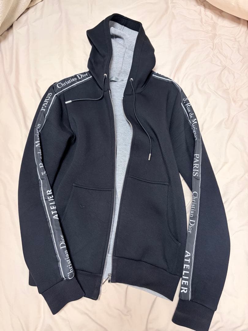 Christian Dior ディオール ジップアップパーカー ブラックグレー