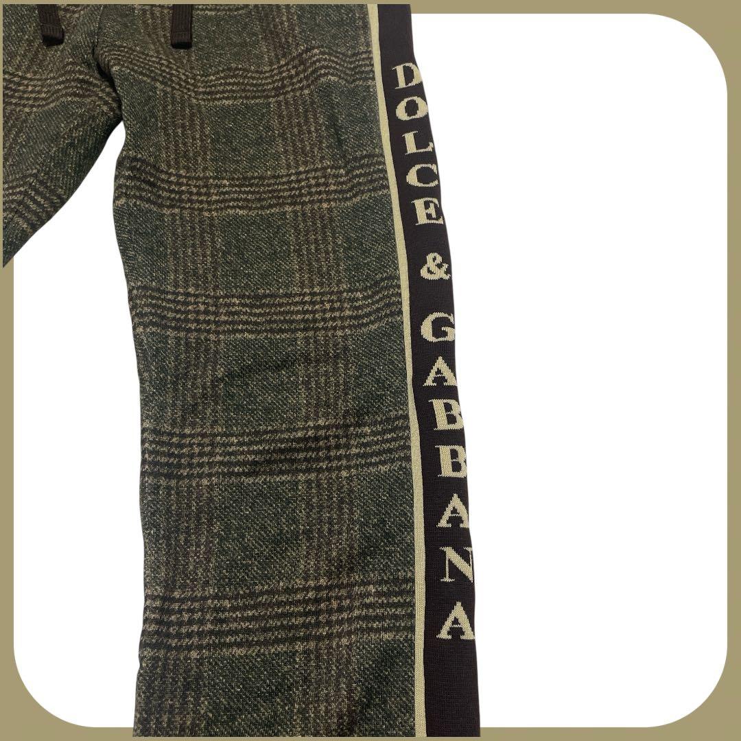【美品】DOLCE&GABBANA ロゴ パンツ 140 チェック柄　茶色
