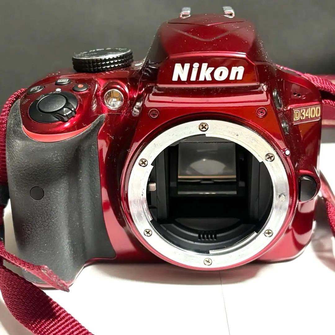 Nikon D3400 ダブルズームキット　レッド　フード　保護フィルター付き