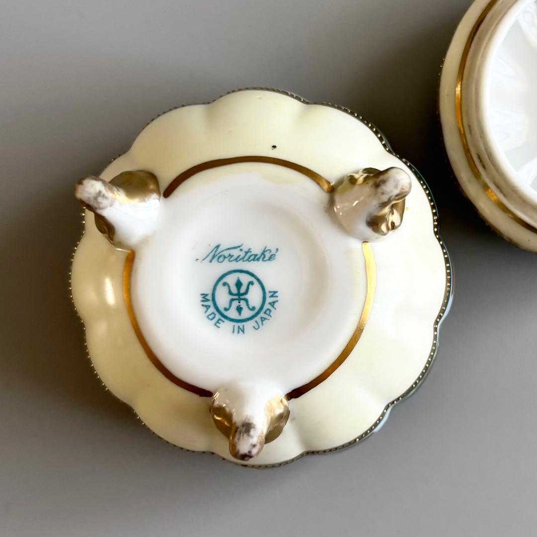 アンティーク　オールドノリタケ　マルキ印　金彩三つ脚蓋物　ボンボニエール⚫︎稀少品