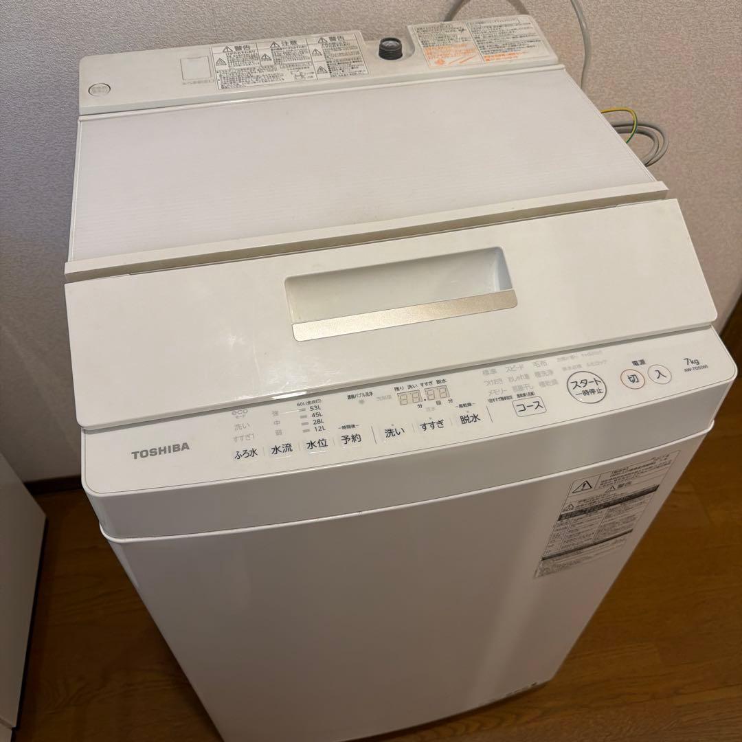 TOSHIBA 縦型全自動洗濯機 AW-7D5(W) 2017年製 調整脚付き
